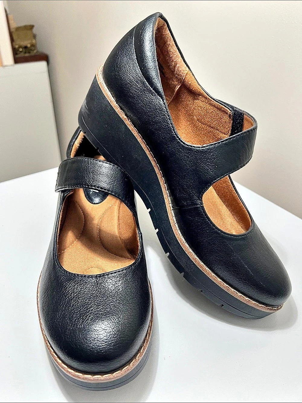 Euro Soft - Black Mary Jane Wedge Shoes - 8.5M